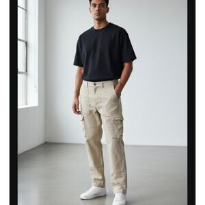 New MNML military trouser pants linen blend khaki